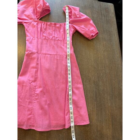 DIVIDED H&M Pink Puff sleeve Cotton/Linen Dress size XS - Picture 8 of 8